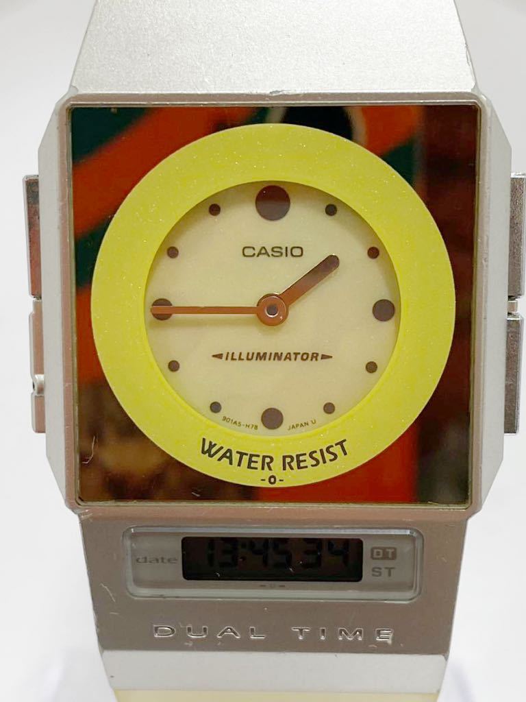 CASIO カシオ DUAL TIME デュアルタイム FS-01 可動品　腕時計 ステンレススチール クォーツ稼働品 昭和レトロ_画像7