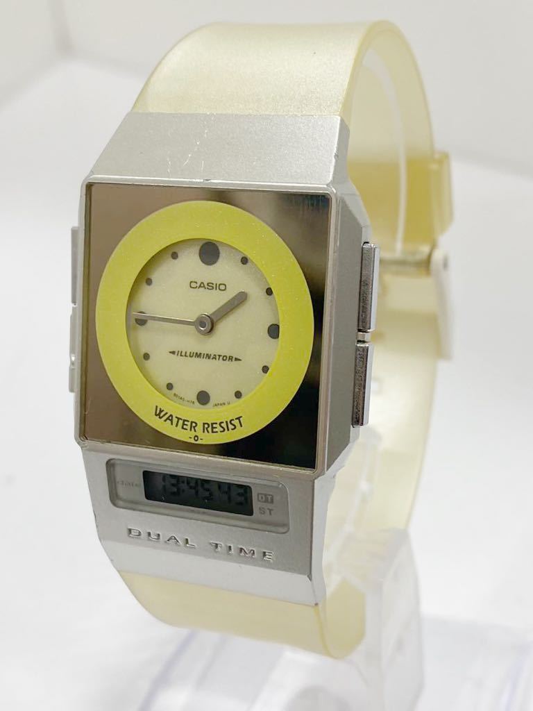 CASIO カシオ DUAL TIME デュアルタイム FS-01 可動品　腕時計 ステンレススチール クォーツ稼働品 昭和レトロ_画像1