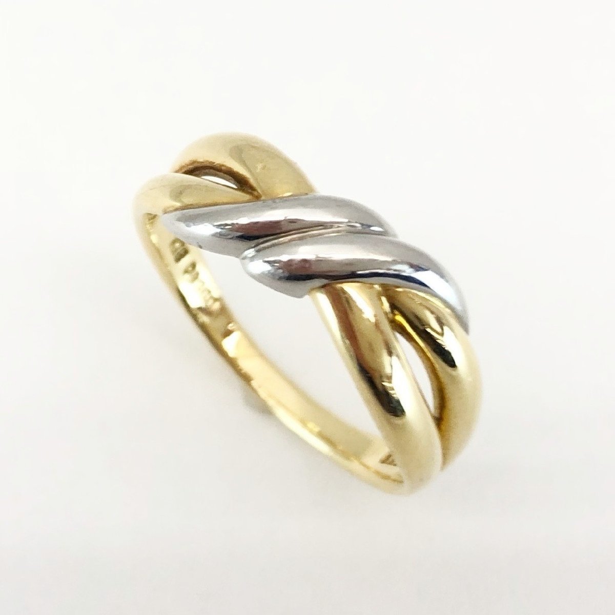 K18 Pt900 コンビ デザイン リング 指輪 約3.8g 約12号 18金 18K プラチナ 白金 ゴールド GOLD 貴金属 刻印 アクセサリーの画像1