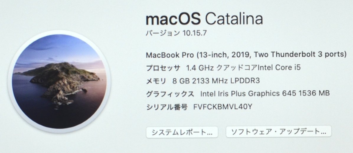 ∞ 1円～決算セール！送料無料 MacBook Pro (13インチ,2019,Thunderbolt 3ポート x 2) MUHN2J/A 1.4GHz Core i5 メモリ:8GB SSD:128GB KBMV_画像3