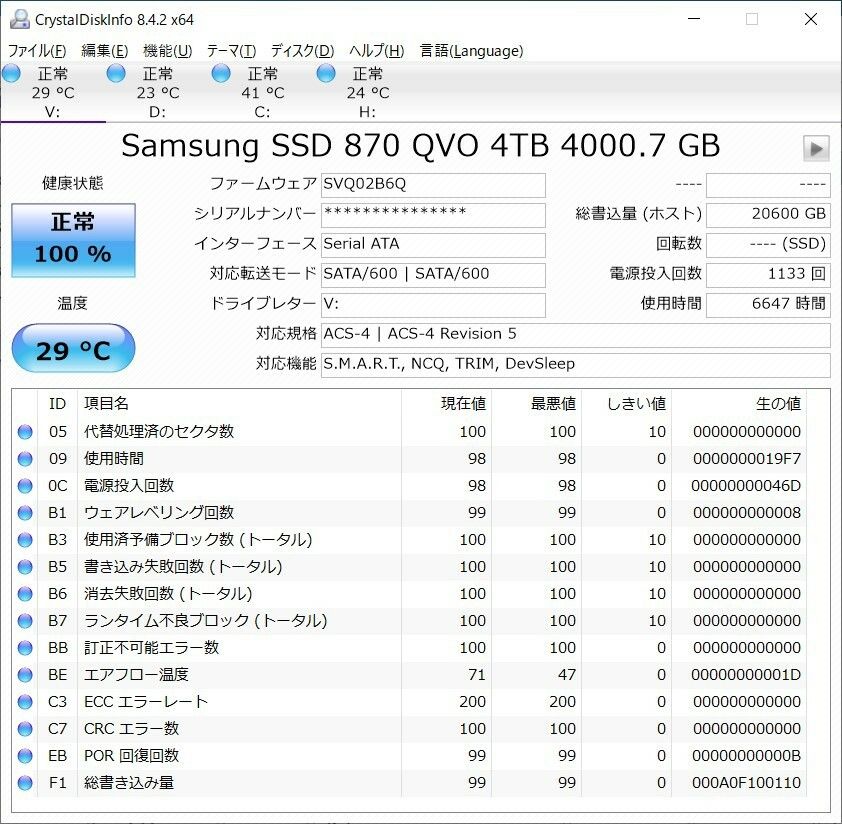 サムスン 870 qvo 4TB MZ-77Q4T0  SSD samsung 2.5インチ sata
