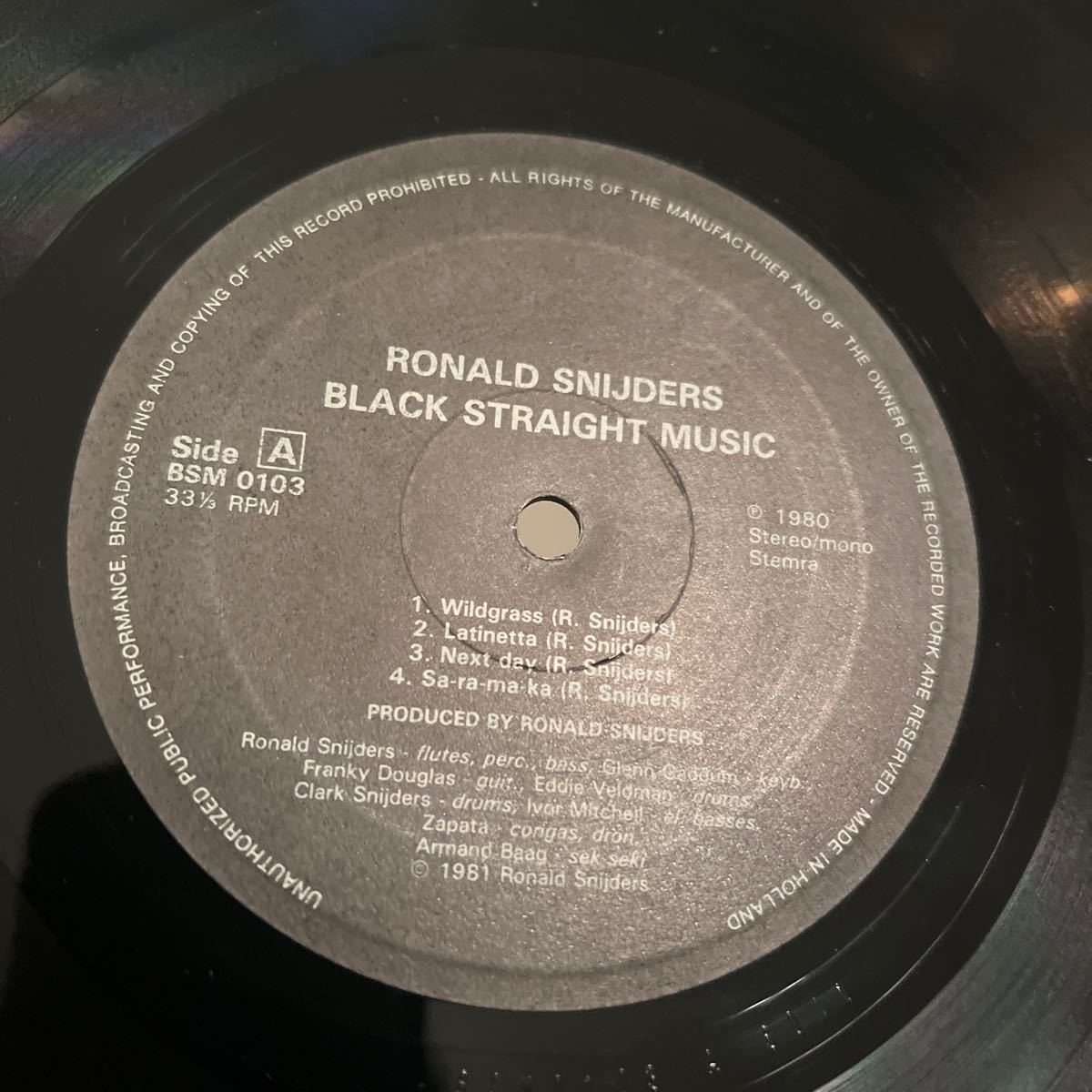 オランダオリジナル　Ronald snijders black straight music LPレコード BSM0103_画像3