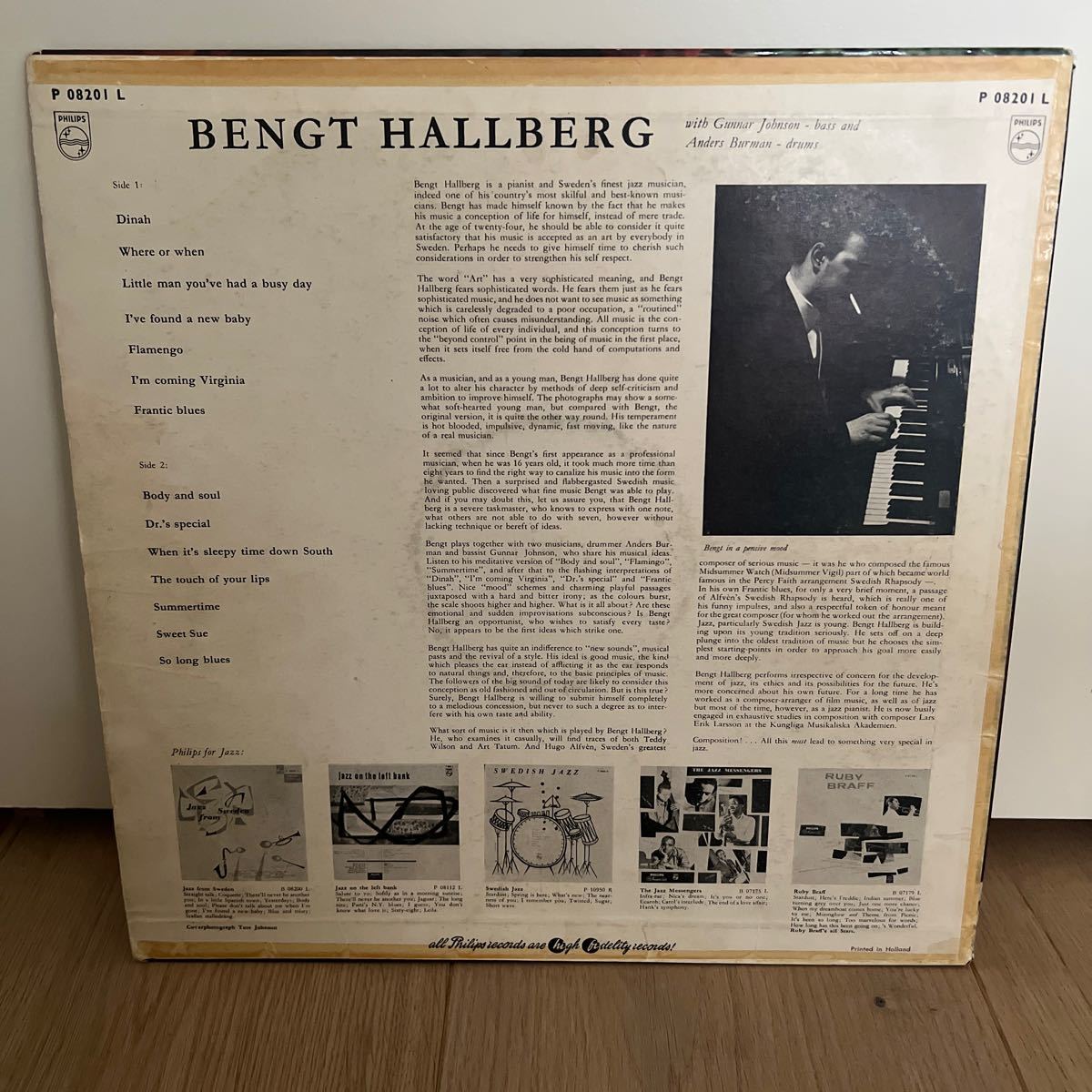 オランダオリジナル　BENGT HALLBERG LP レコード mono もの　phillps minigroove_画像2