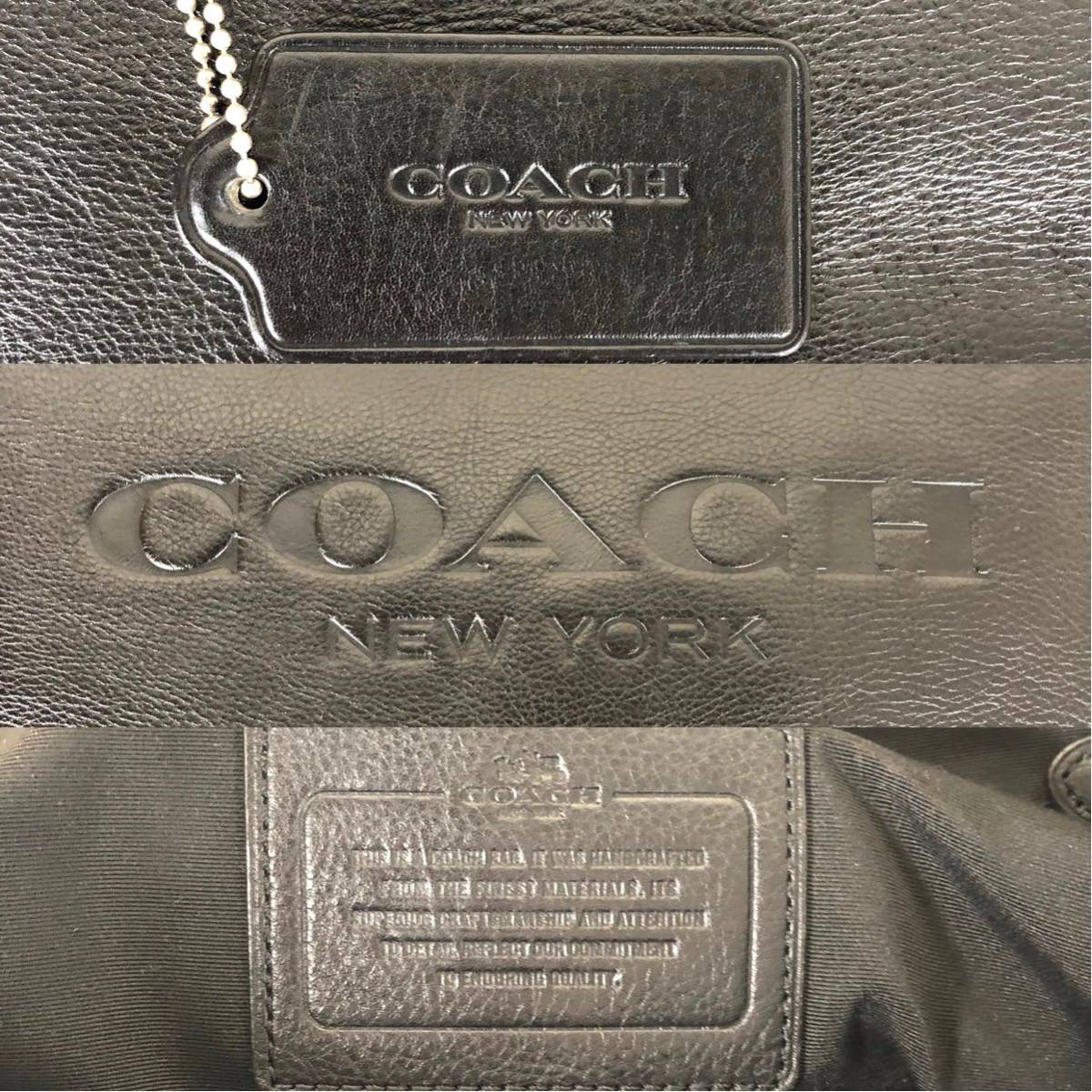 1円【極美品】COACH コーチ トートバッグ ビジネスバッグ ショルダー シボ革 エンボス ロゴ レザーブラック 大容量 肩掛け A4 メンズ_画像9