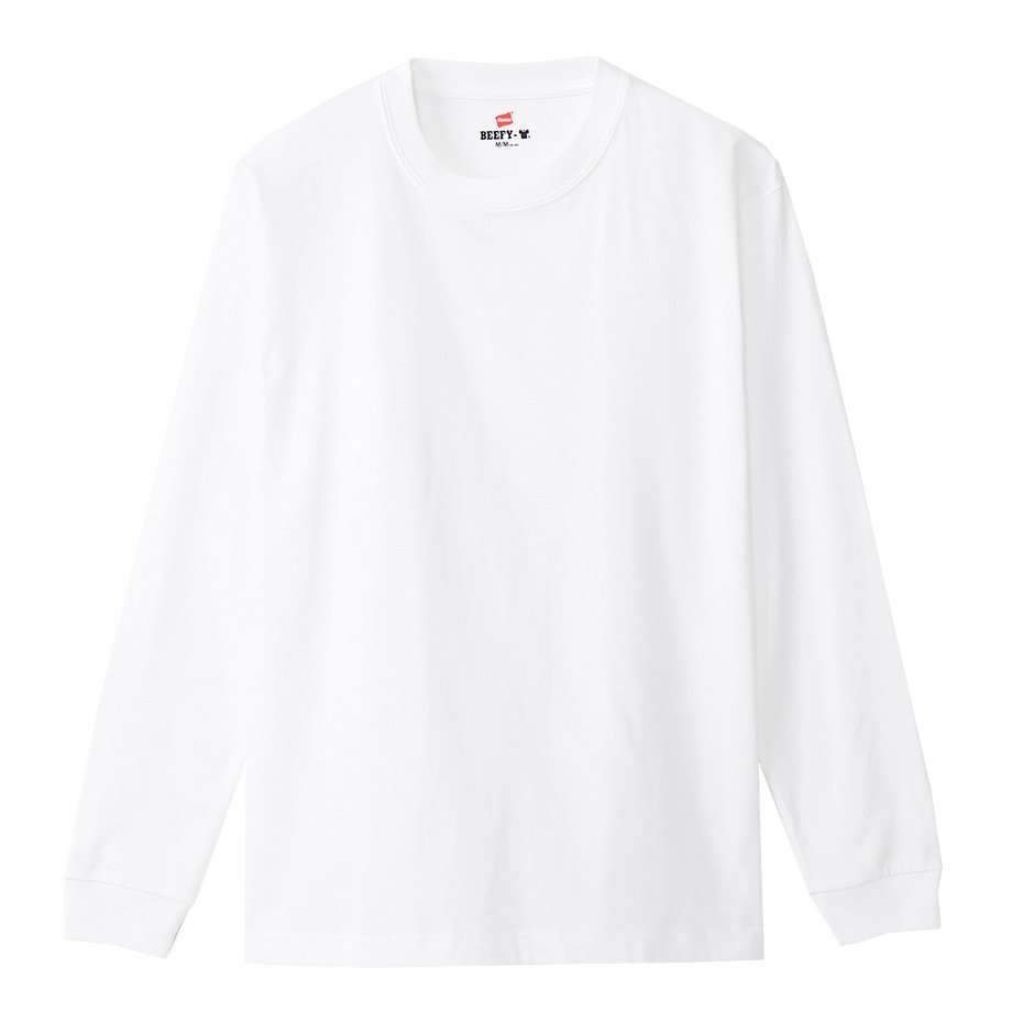 Hanes ヘインズ 厚地 BEEFY ビーフィー 無地 ロングスリーブ Tシャツ 1点 長袖 白 L H5186 メンズ レディース 人気 おすすめ　新品　_画像1