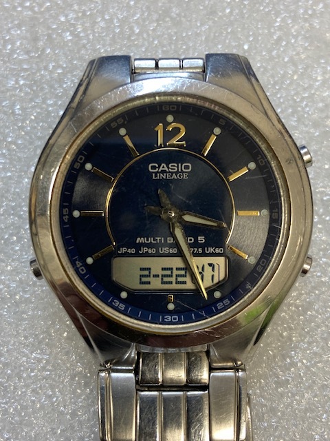 CASIO カシオ LINEAGE 電波ソーラー LCW-M200 4709 TOUGH SOLAR WAVE CEPTER BLUE 紺文字盤 純正ブレス Men's メンズ 稼働の画像1