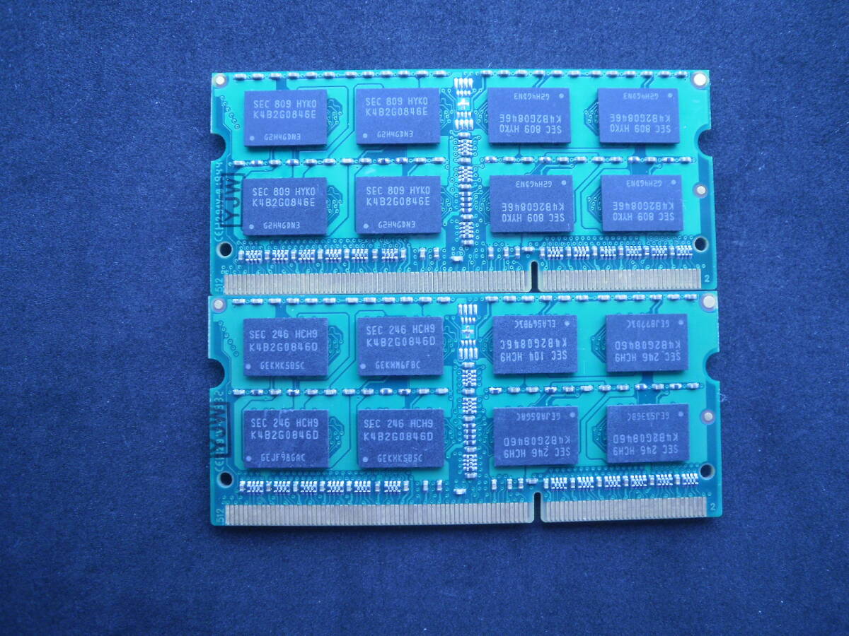美品　PCパーツ　メモリー　TECMYO DDR3 PC3-10600S DDR3-1600 4G 2枚セット　合計8G 動作確認済み_画像2