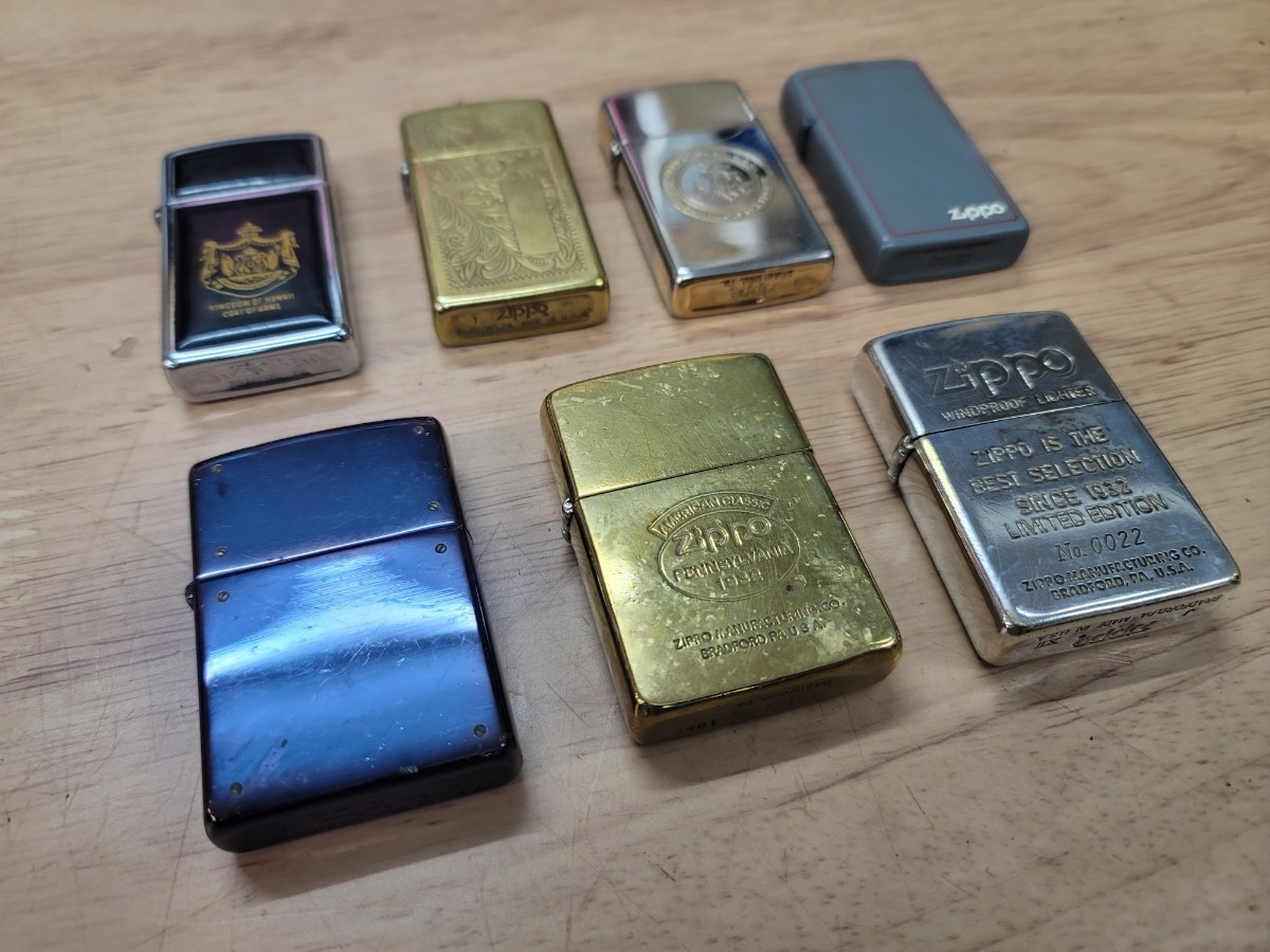 ZIPPO まとめてセット ベネチアン ブラス HAWAII American classics マット チタン　スクリュー　80s 90s　オイルライター　スリム_画像1