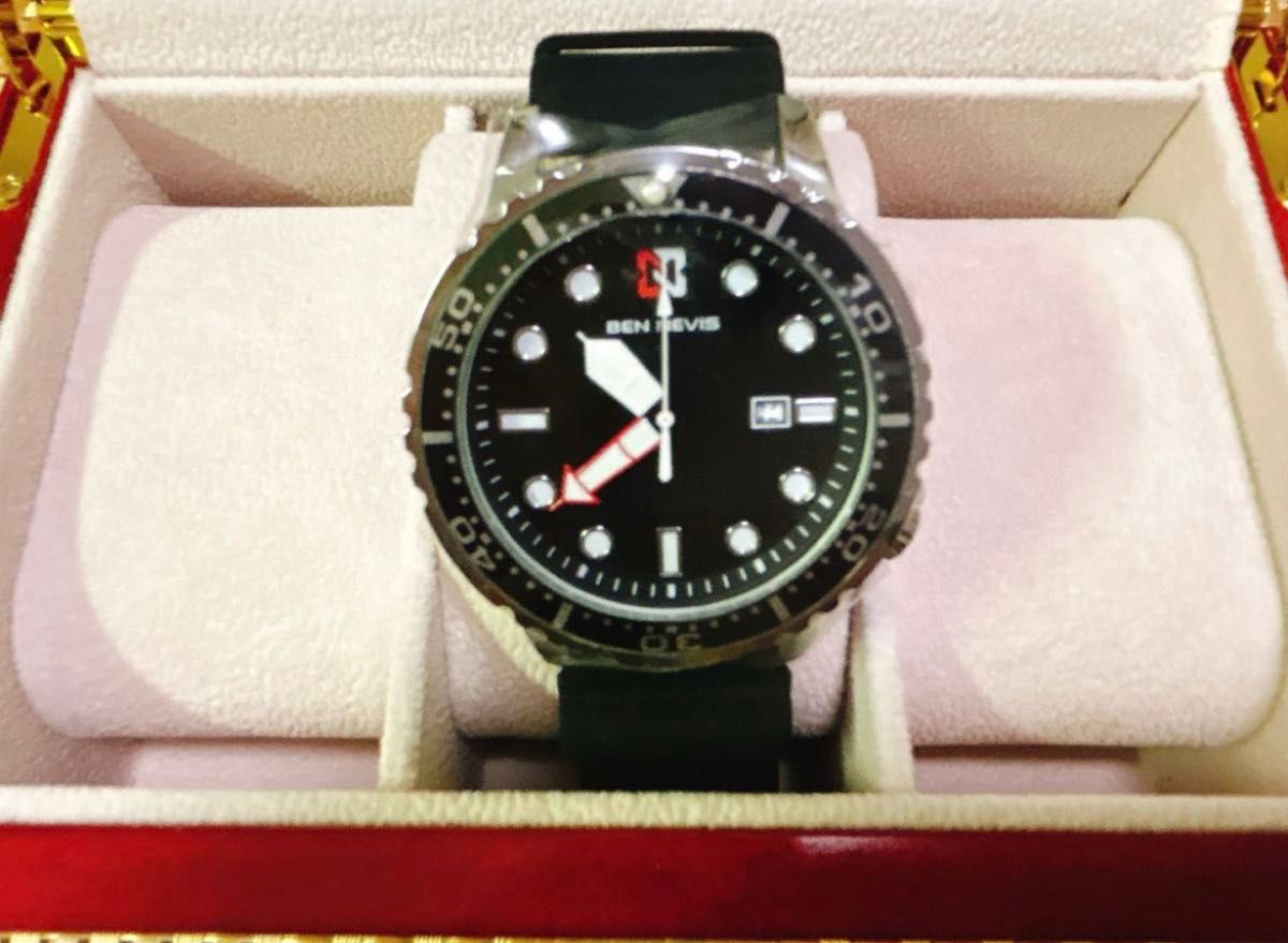 新品 BEN NEVIS ダイバータイプウォッチ ブラック　メンズ腕時計