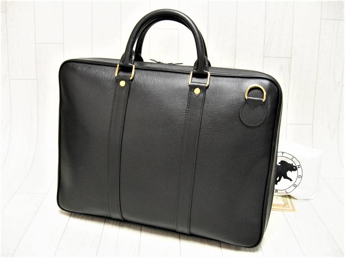  abroad limitation! little amount production! full leather original leather London gray n! regular price 38 ten thousand jpy . ultimate profit! made in Italy!2WAY& pocket etc. 9! business bag document bag black Hunting World 