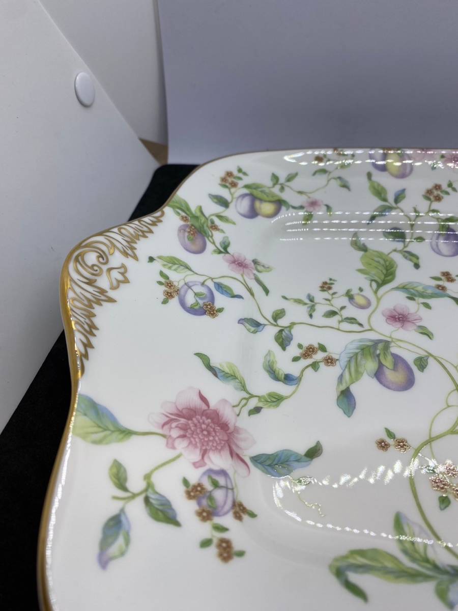 MS-5246 ウェッジウッド B＆Bプレート スクエアプレート 皿 28cm スウィートプラム SWEET PLUM WEDGWOOD 未使用保管品_画像3