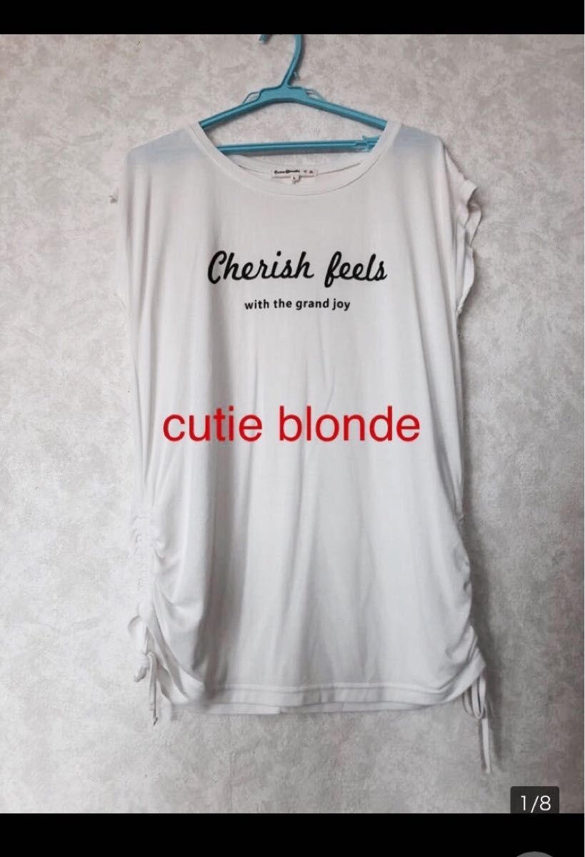 cutie blonde レディース　トップス ロゴプリント カットソー Tシャツ ホワイト size Ｌ