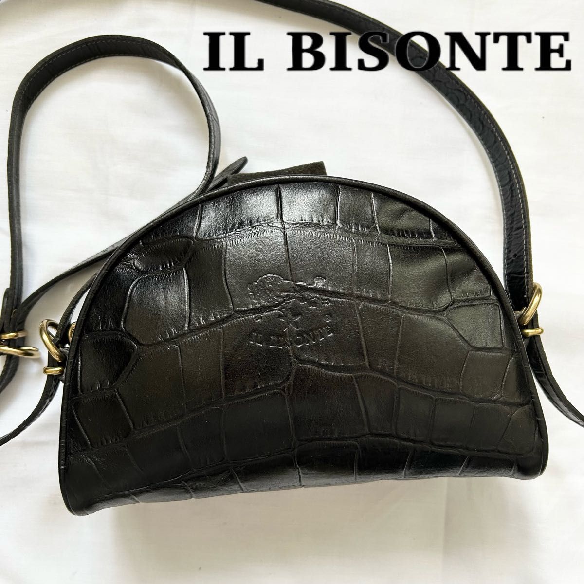極美品 入手困難 イルビゾンテ ショルダーバッグ レザー 黒 極美品 入手困難 イルビゾンテ ショルダーバッグ レザー 黒