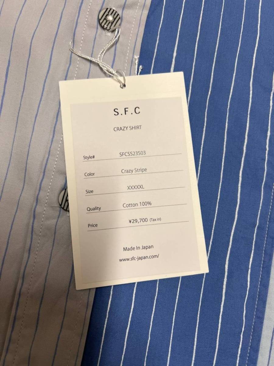 新品未使用 Free Size S.F.C CRAZY SHIRT SFCSS23S03 長袖シャツ 日本製 エスエフシー ストライプス フォー クリエイティブ_画像3