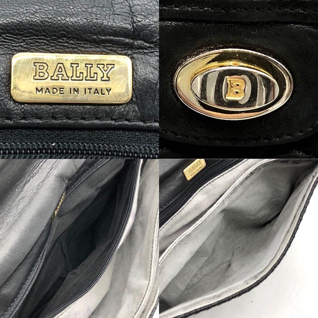 1円【極美品】BALLY バリー 2way チェーン ショルダーバッグ 斜めがけ 本革 レザー キルティング ターンロック 黒 ブラック ゴールド 金具_画像10