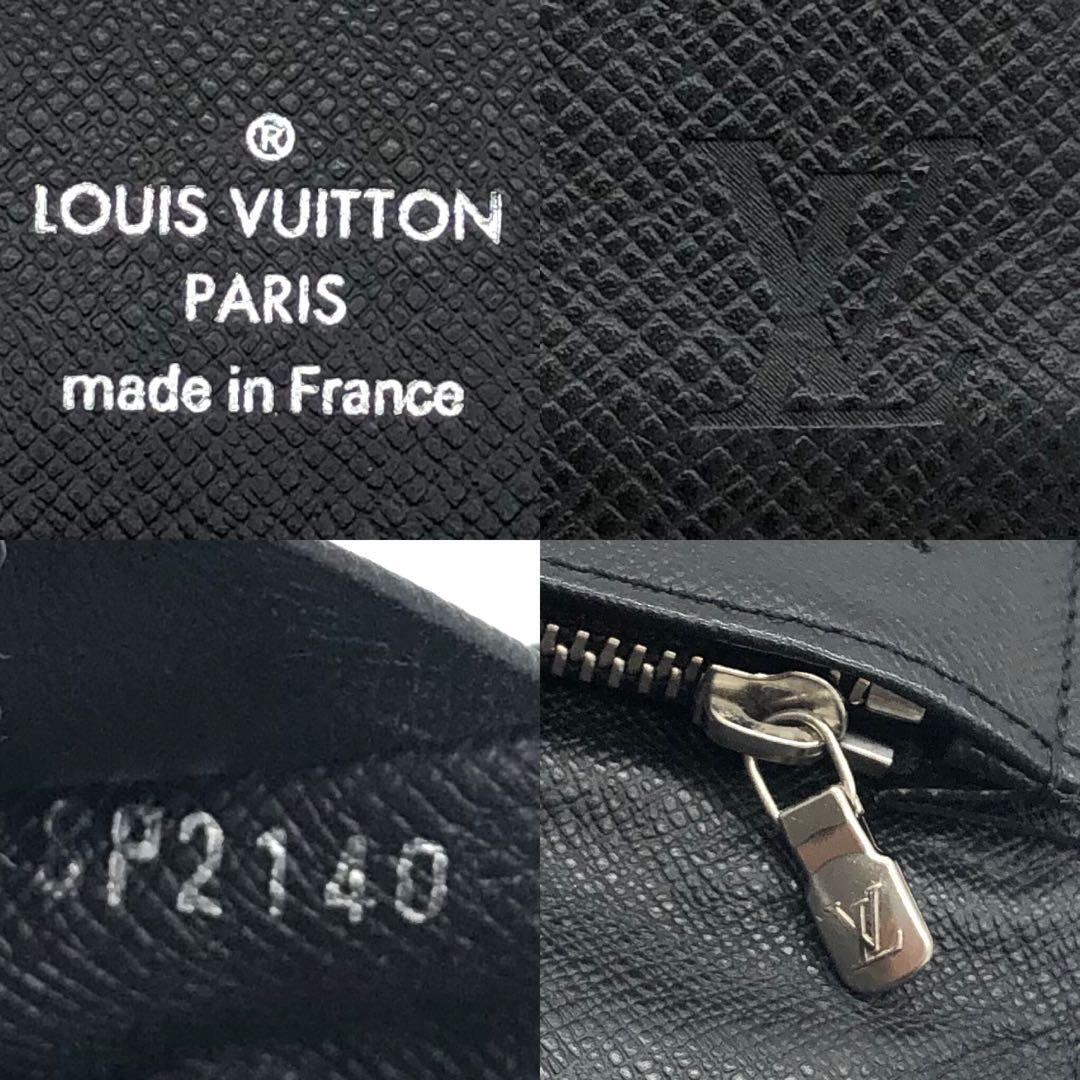 1円【極美品】LOUIS VUITTON ルイヴィトン ポルトフォイユ ブラザ タイガ 折り 財布 長財布 ウォレット 黒 ブラック レザー 薄マチ M30980_画像10