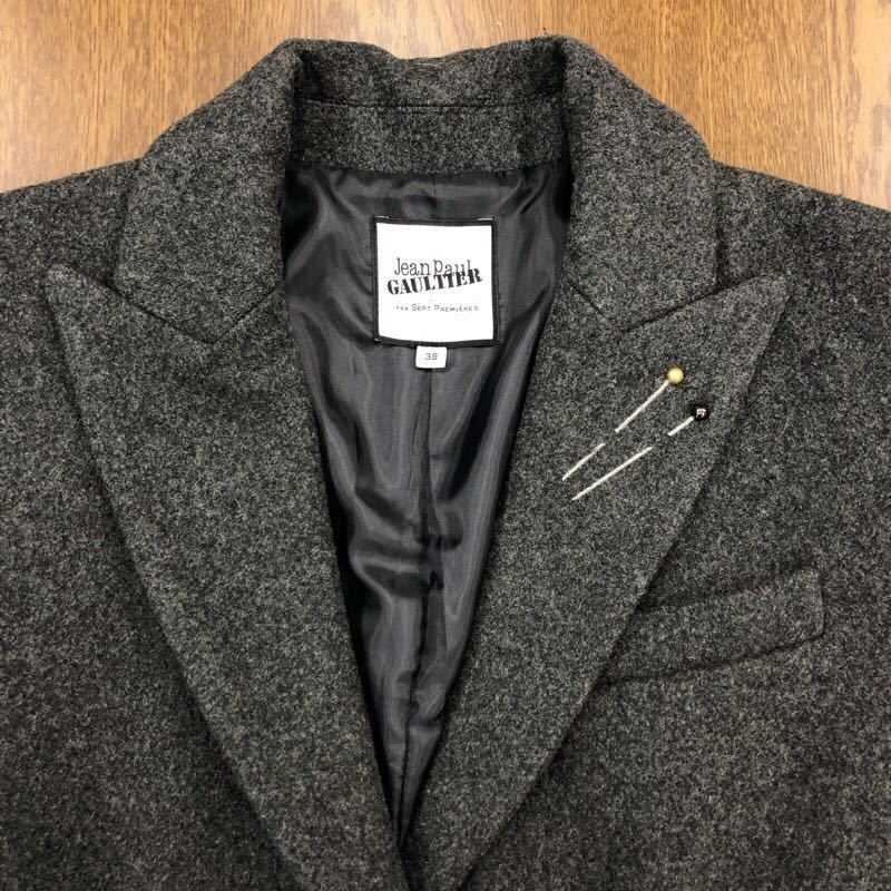せ049】Jean Paul GAULTIER ウールコート 38 グレー 膝下丈 無地 せ049】Jean Paul GAULTIER ウールコート 38 グレー 膝下丈 無地