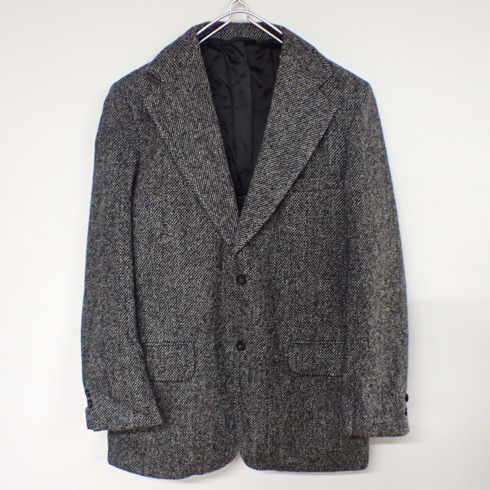 KM-3876【ジャケット】70’s SEARS/シアーズ★Harris Tweed/ハリスツイード★39★グレー系★背抜き センターベント 2釦★アメリカ USA古着の画像1