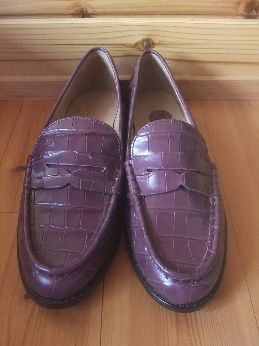  new goods RALPH LAUREN Ralph Lauren type pushed . leather Loafer slip-on shoes Scotch gray n. tea purple USA US8 POLO