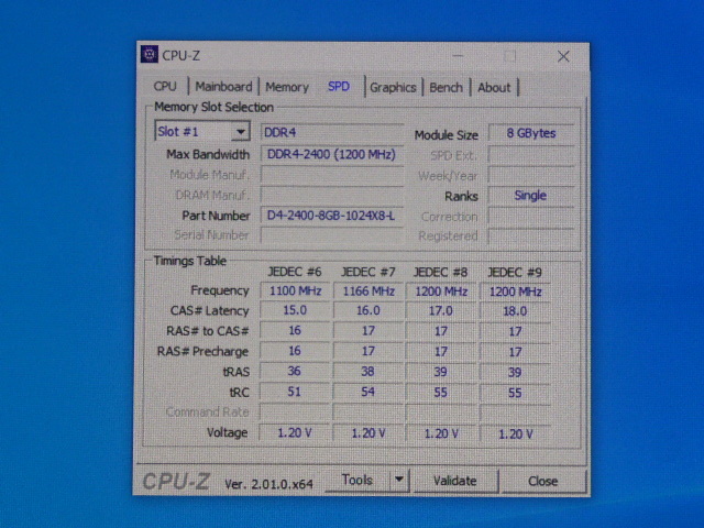 メモリ デスクトップパソコン用 Sycom Micronチップ DDR4-2400 PC4-19200 8GBx2枚 合計16GB 起動確認済みです_画像6