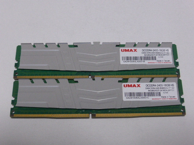 メモリ デスクトップパソコン用 UMAX DDR4-2400 PC4-19200 8GBx2枚 合計16GB 起動確認済みです_画像1