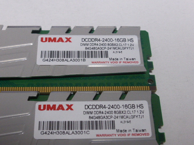 メモリ デスクトップパソコン用 UMAX DDR4-2400 PC4-19200 8GBx2枚 合計16GB 起動確認済みです_画像2