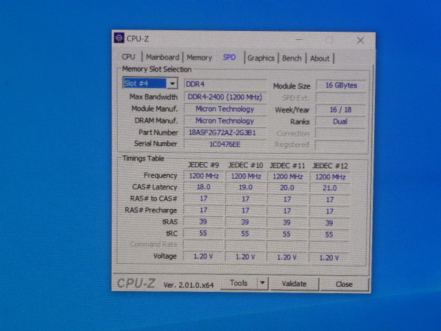 メモリ デスクトップパソコン用 Micron DDR4-2400 PC4-19200 ECC Unbuffered 16GBx4枚 合計64GB 起動確認済です⑥_画像8