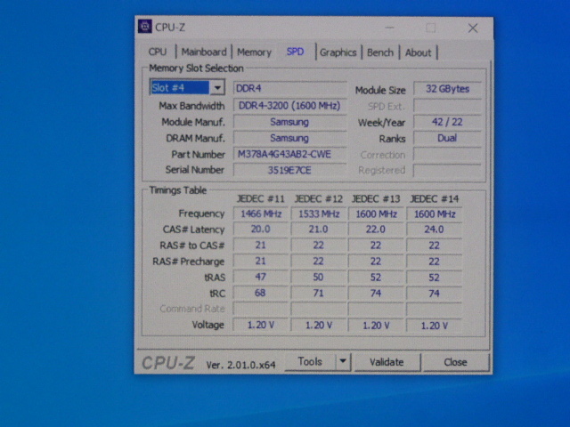 メモリ デスクトップパソコン用 Samsung DDR4-3200 PC4-25600 32GBx2枚 合計64GB 起動確認済みです②_画像6