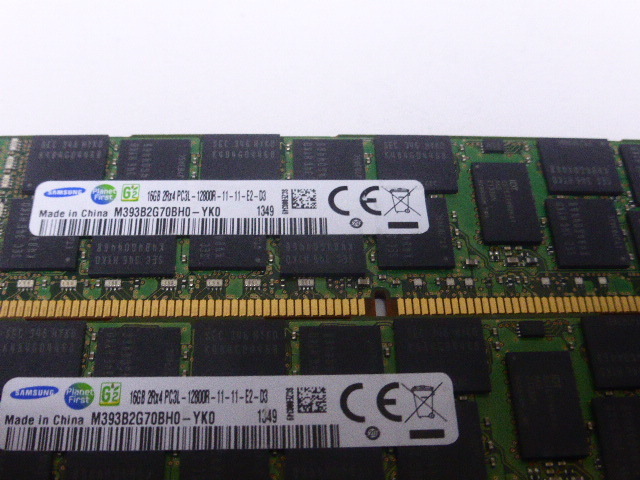 メモリ サーバーパソコン用 低電圧 1.35V Samsung PC3L-12800R(DDR3L-1600R) ECC Registered 16GBx2枚 合計32GB 起動確認済みです_画像2