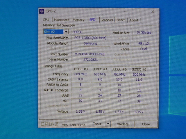 メモリ サーバーパソコン用 低電圧 1.35V Samsung PC3L-12800R(DDR3L-1600R) ECC Registered 16GBx2枚 合計32GB 起動確認済みです①_画像6