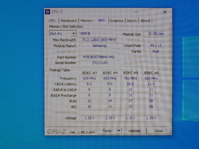 メモリ サーバーパソコン用 低電圧 1.35V Samsung PC3L-12800R(DDR3L-1600R) ECC Registered 16GBx2枚 合計32GB 起動確認済みです①_画像5