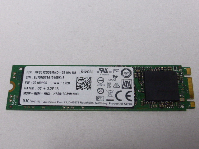 SK Hynix SSD M.2 SATA Type2280 512GB 正常100%判定 本体のみ 中古品です HFS512G39MND-3510A_画像1