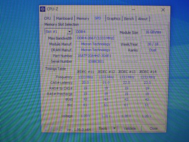 メモリ ノートパソコン用 1.20V Micron DDR4-2666 PC4-21300 16GBx2枚 合計32GB 起動確認済みです①_画像4