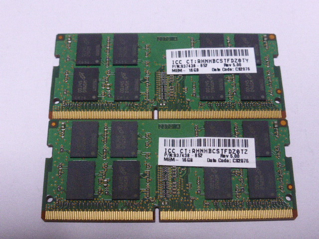 メモリ ノートパソコン用 1.20V Micron DDR4-3200 PC4-25600 16GBx2枚 合計32GB 起動確認済みです②_画像2