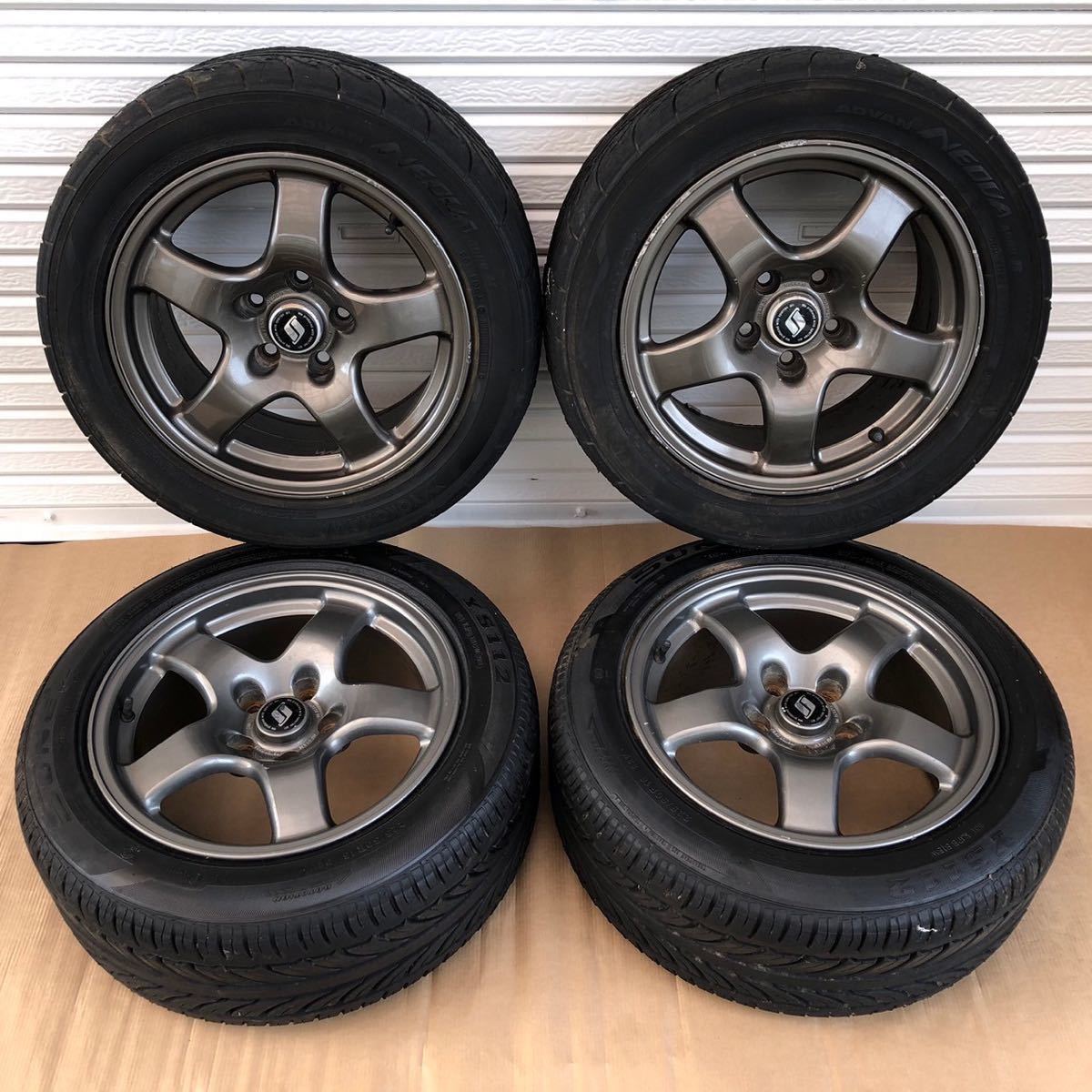 管w240242-05 R32 スカイライン 純正 アルミホイール 4本 16×8J +30 5H 114.3 ハブ径約65㎜ BNR32 FORGED GTR SKYLINE 05U20 SK24 (18×4)_画像1