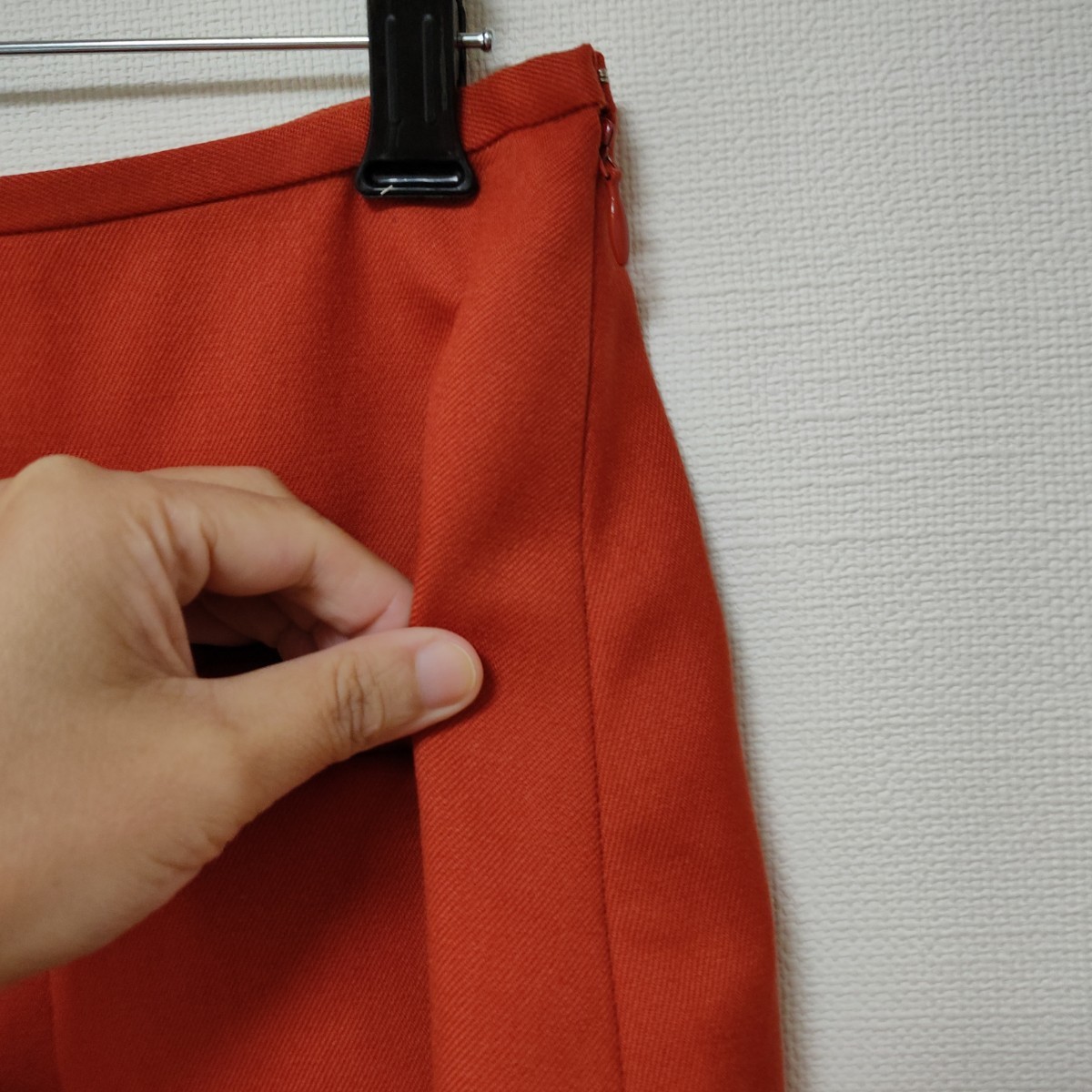 新品同様 日本製 イエナ スローブ IENA SLOBE リボンモチーフスカート ウール素材 レッド 38 台形スカート