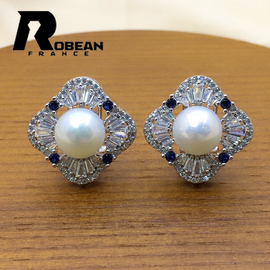 綺麗 EU製 定価6万円★ROBEAN・淡水真珠・ピアス★天然パール パワーストーン s925 アコヤ真珠 本真珠 綺麗 オシャレ 9.5-10mm P9009119_画像1