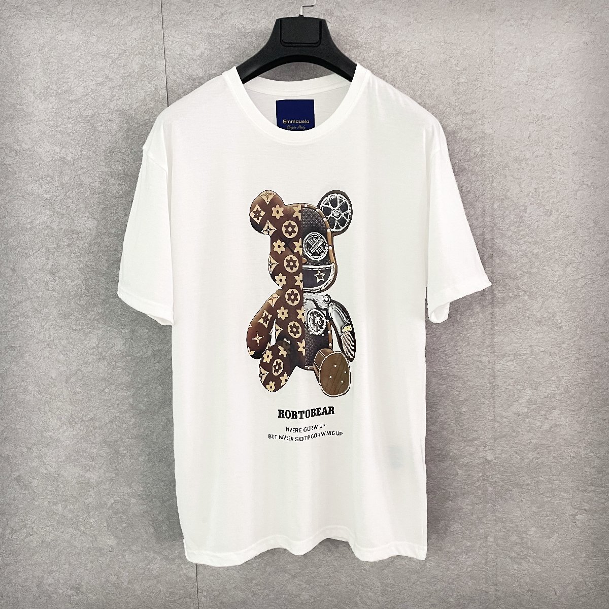 人気・半袖Tシャツ 定価2万◆Emmauela・イタリア・ミラノ発◆薄手 個性 T-shirt モノグラム 男女兼用 ベアブリック/Bearbrick L/48サイズ_画像1