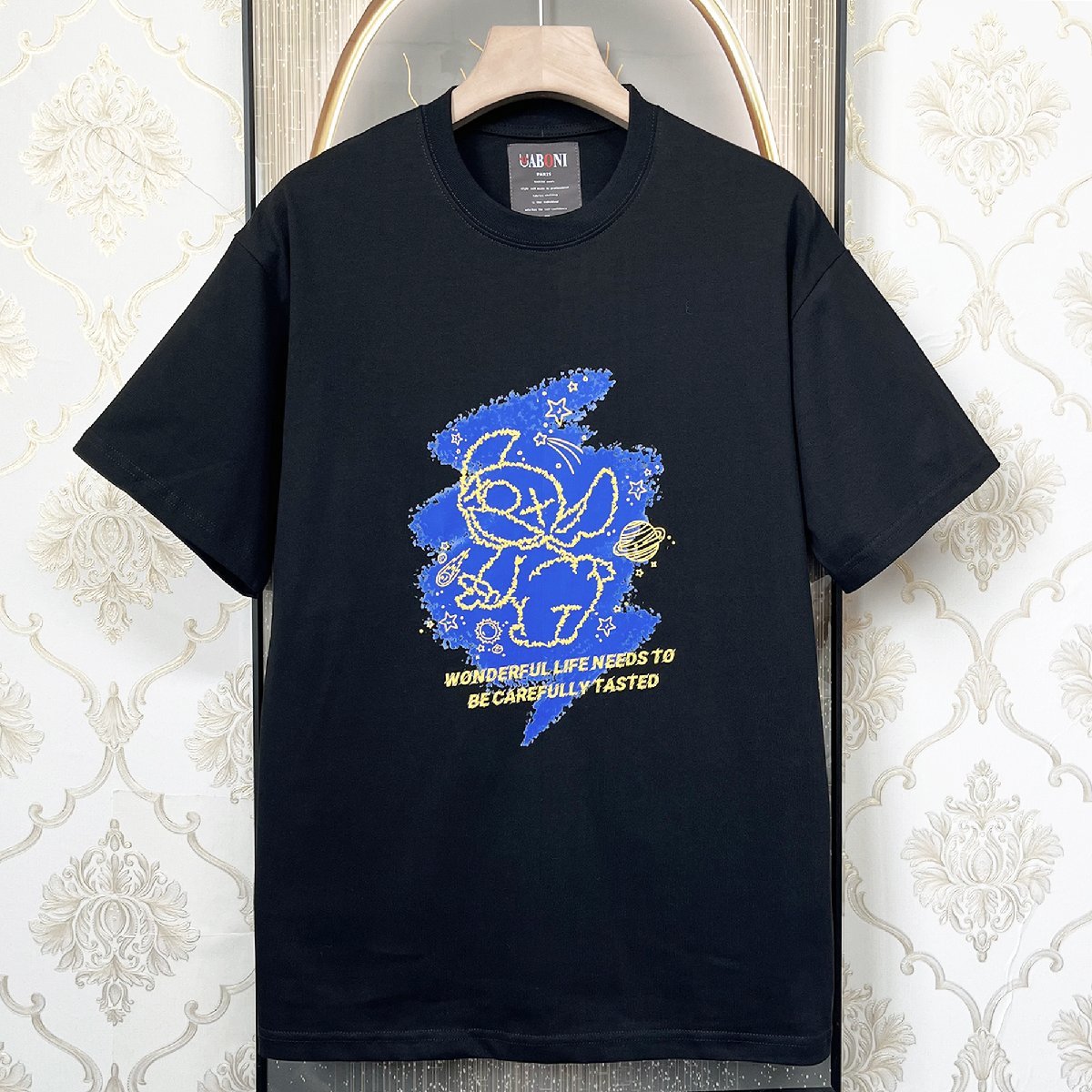 定番EU製＆定価2万◆UABONI*Paris*半袖 Tシャツ*ユアボニ*パリ発◆コットン100％ 速乾 快適 キャラクター カットソー スウェット M/46_画像1