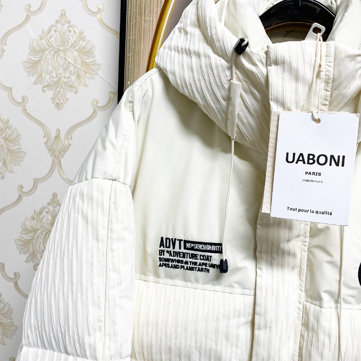 人気EU製＆定価10万◆UABONI*Paris*ダウンジャケット*ユアボニ*パリ発◆ダックダウン90％ フード付き 厚手 暖かい 防風 個性 冬服 M/46_画像6