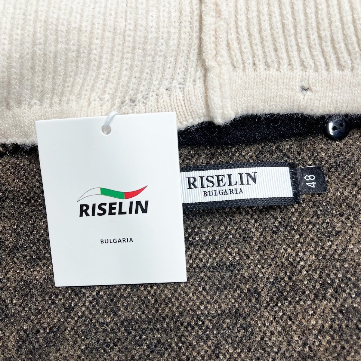 高級ヨーロッパ製※定価6万◆ブルガリア発※RISELIN ニットコート 高級ミンク/カシミヤ混 防寒 快適 ゆったり ロング丈 チェック柄 人気 L_画像8