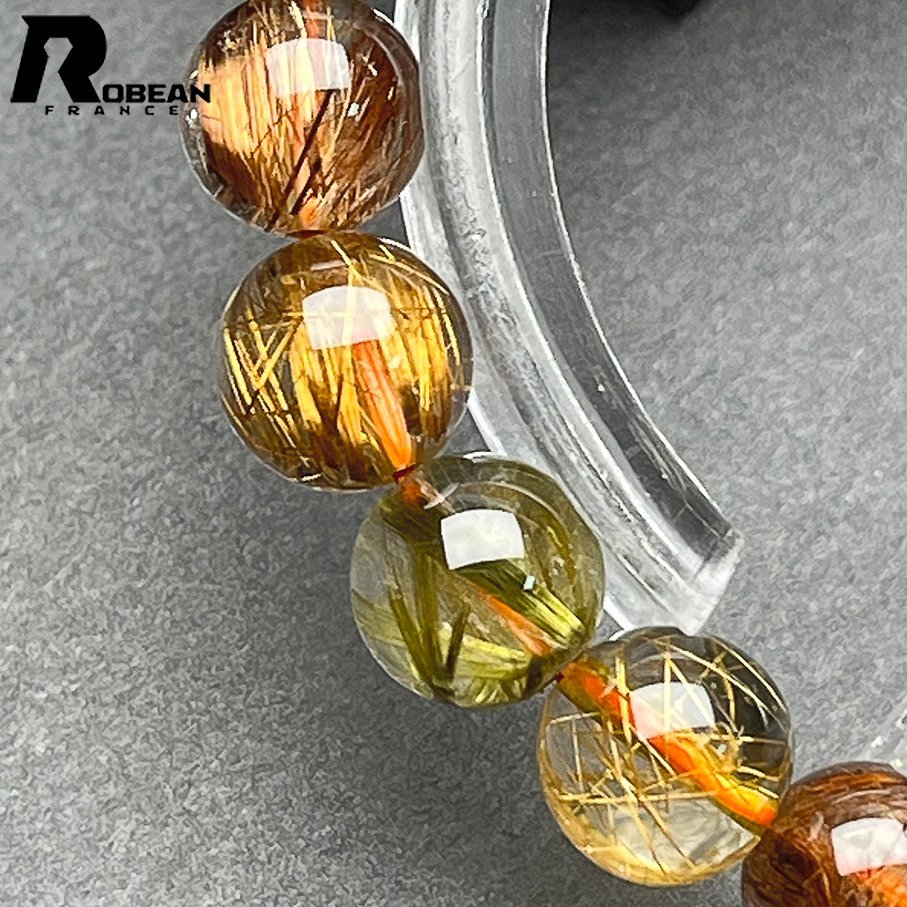 上級 EU製 定価5万円★ROBEAN・タイチンルチル★黄金針水晶 ゴールド ブレスレット 九星開運 天然石 金運 お守り 8.3-8.8mm 1003k523_画像3