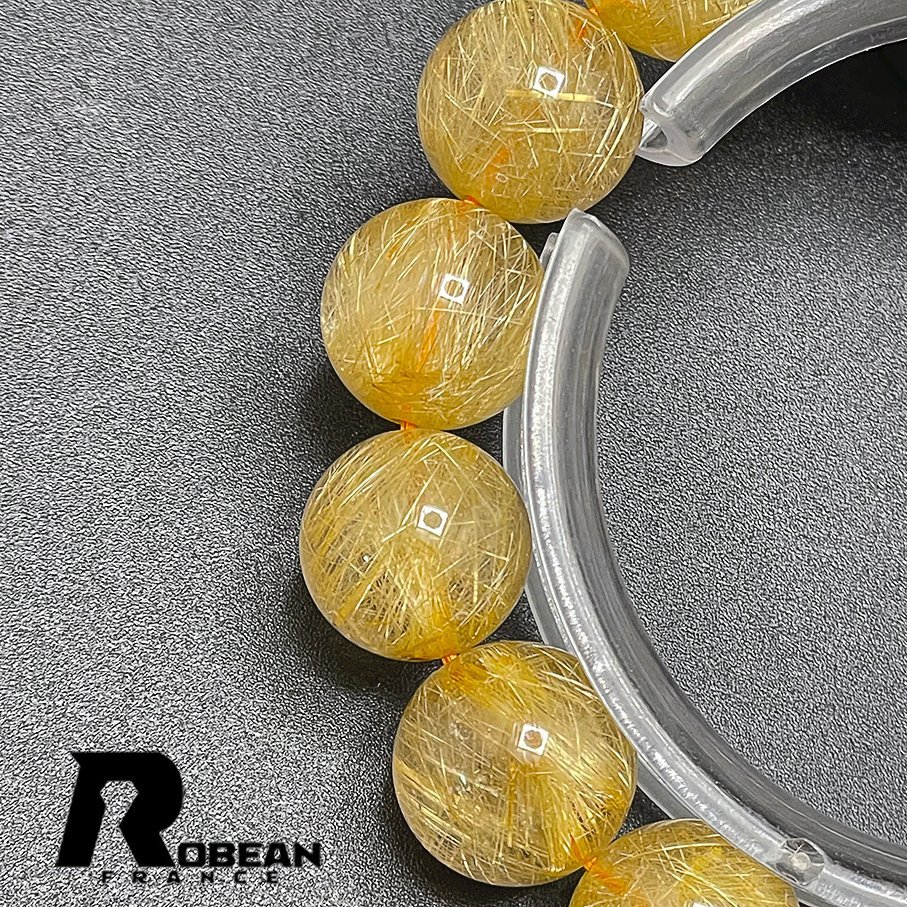 夢色 EU製 定価25万円★ROBEAN・タイチンルチル★黄金針水晶 金運 幸運 ゴールド ブレスレット パワーストーン 綺麗 14-14.3mm 1001G1470_画像6