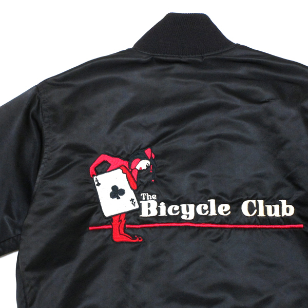 Special ! 80's ビンテージ Felco製 The Bicycle Club 黒&デビル刺繍☆ サテン スタジャン♪ スカジャン 501xx ギャバ 50s カークラブ 大戦_画像2