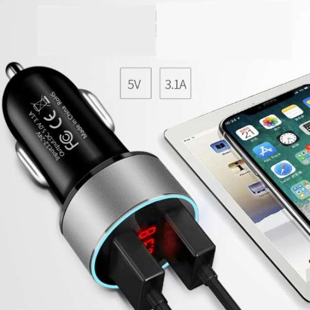 シガーソケット USBポート 電圧計付 LED 急速充電器 カーチャージャー 黒_画像2