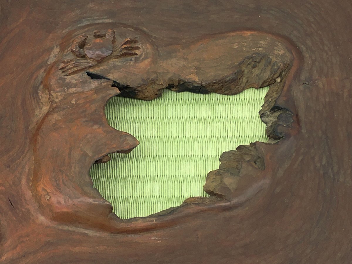 茶道具 香盆 煎茶盆 蟹彫刻 幅:約42.5cm×32cm 骨董品 美術品 4679kcfzN_画像7