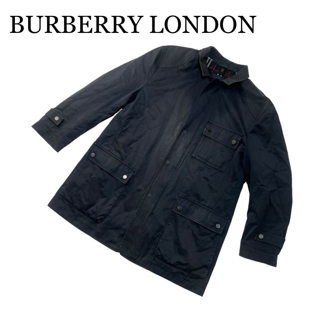 BURBERRY LONDON バーバリー ロンドン ステンカラーコート 黒系 LL