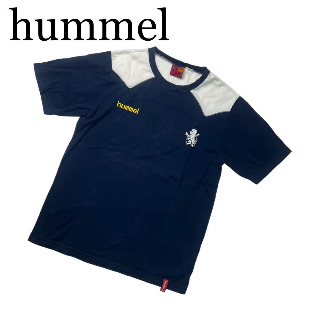 hummel ヒュンメル Tシャツ 半袖 紺色 プリント L_画像1