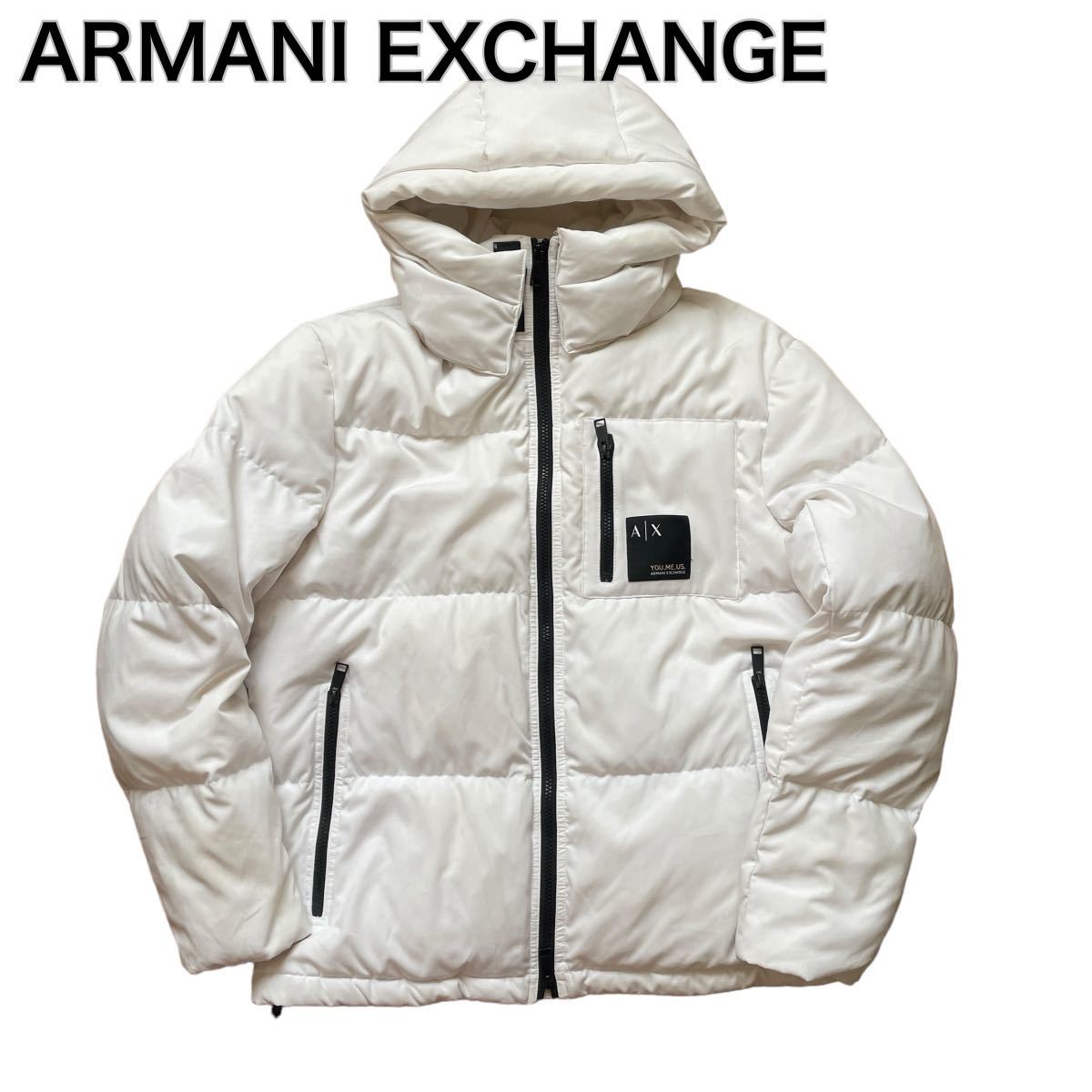 値引きする ARMANI EXCHANGE XS フード付き ホワイト白 ダウンジャケット アルマーニエクスチェンジ 男性用