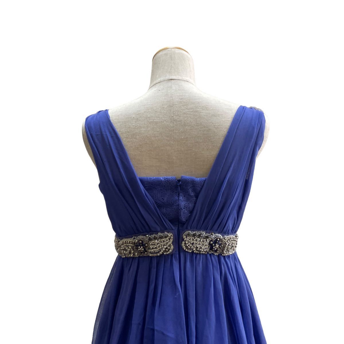 graceclass グレースクラス ワンピース ドレス ビジュー付き 36 S 青ブルー シルク100%_画像7